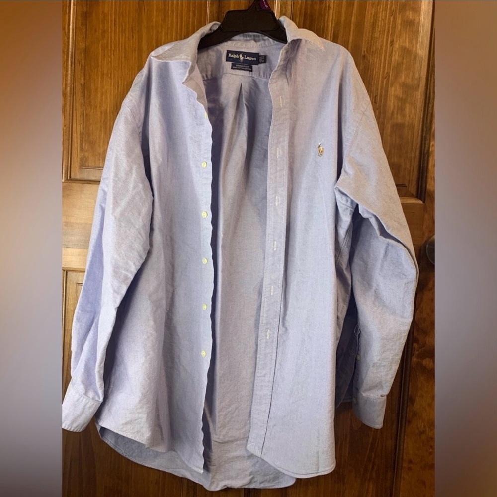 Mens Ralph Lauren Light Blue Oxford Button-Down Shirt 100% cotton size 16/33